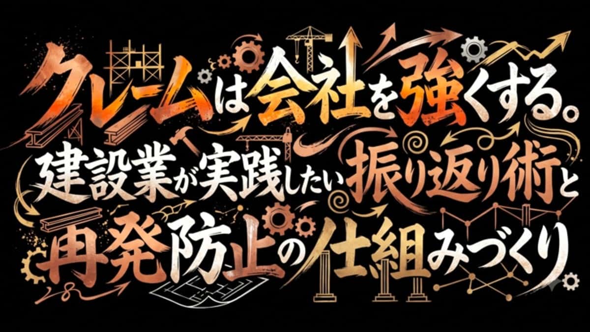 クレームは会社を強くする。建設業が実践したい振り返り術と再発防止の仕組みづくり