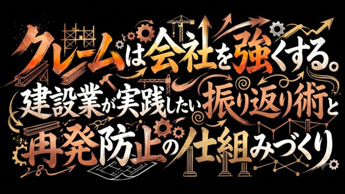 クレームは会社を強くする。建設業が実践したい振り返り術と再発防止の仕組みづくり