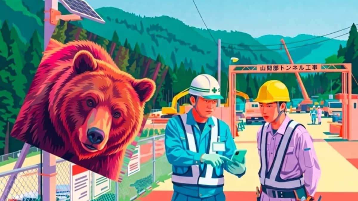山間部工事の安全対策に AIがクマを検知してスマホへ通知