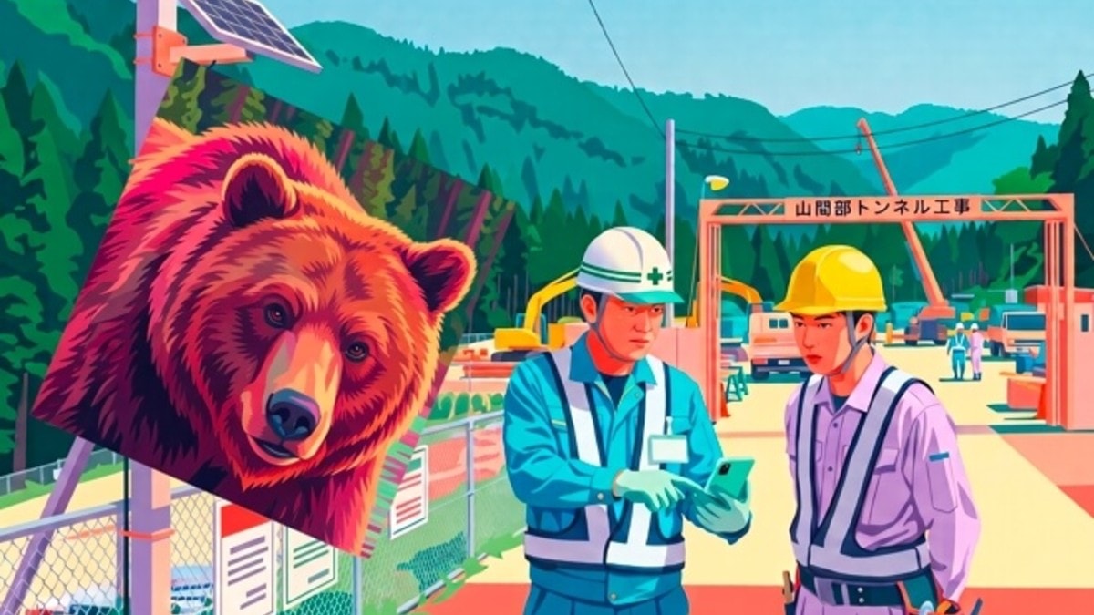 山間部工事の安全対策に AIがクマを検知してスマホへ通知