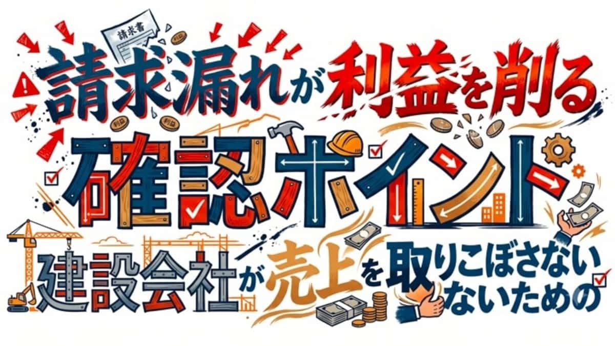 請求漏れが利益を削る 建設会社が売上を取りこぼさないための確認ポイント
