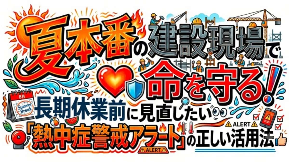 夏本番の建設現場で命を守る!長期休業前に見直したい「熱中症警戒アラート」の正しい活用法