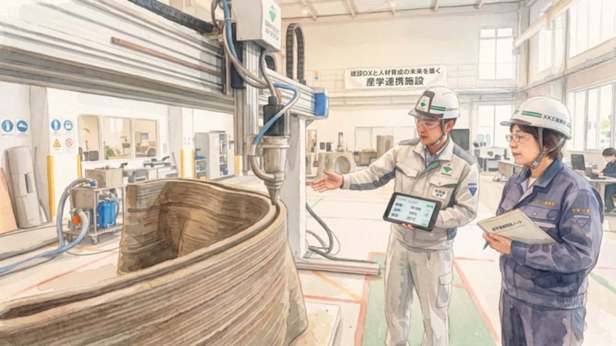 株式会社へいせいが実施、工業高校教員が建設用3Dプリンタを実機体験