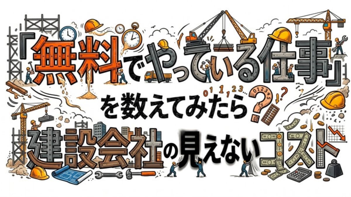 「無料でやっている仕事」を数えてみたら?建設会社の見えないコスト