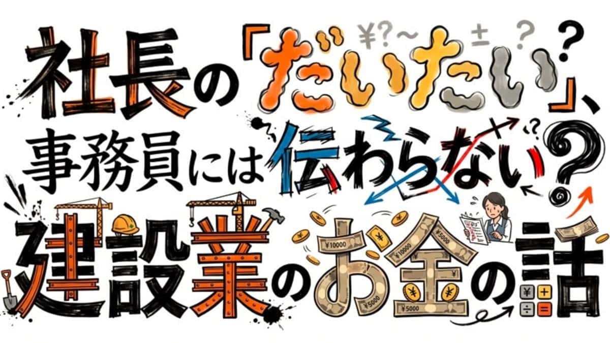 社長の「だいたい」、事務員には伝わらない?建設業のお金の話