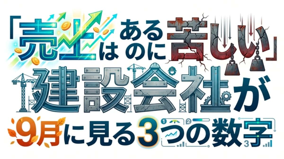 「売上はあるのに苦しい」建設会社が9月に見る3つの数字
