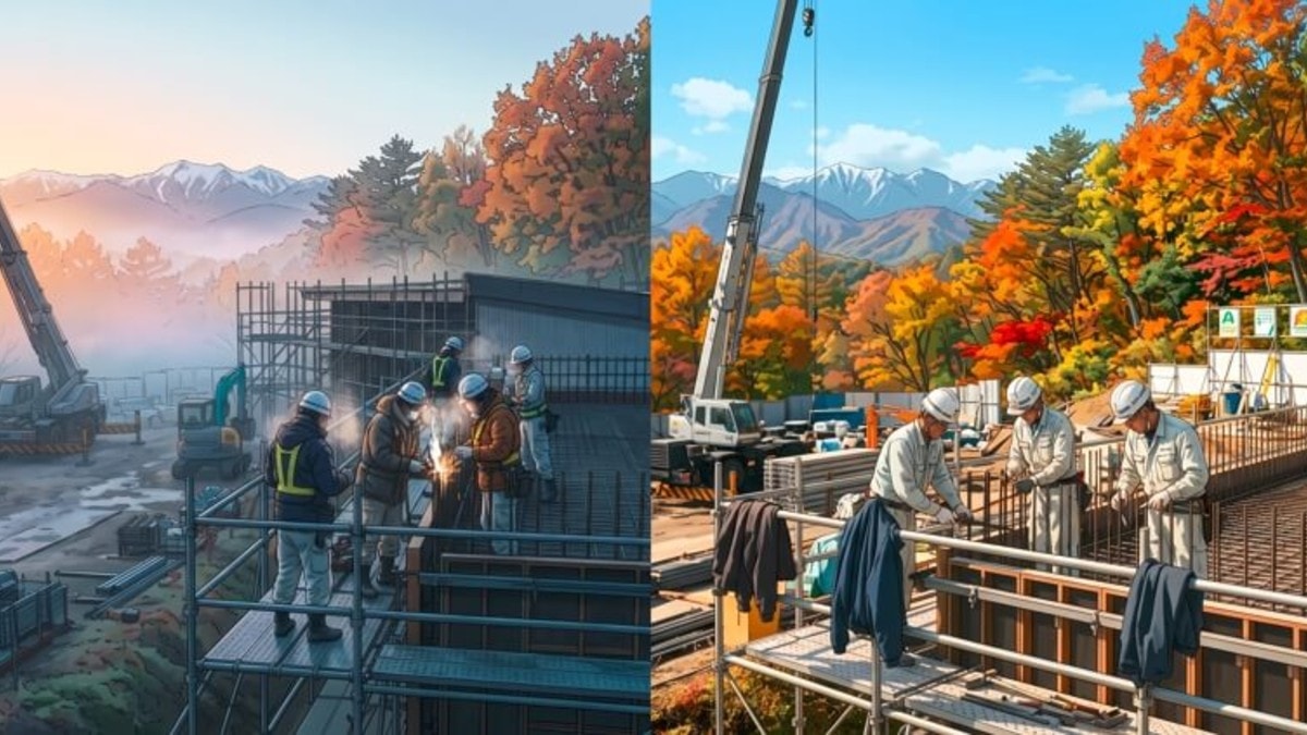 10月の現場、朝昼の気温差に備える