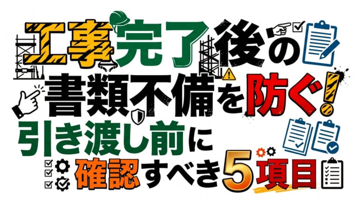 工事完了後の書類不備を防ぐ!引き渡し前に確認すべき5項目