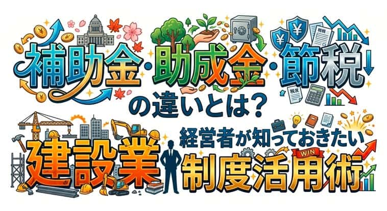 補助金・助成金・節税の違いとは?建設業経営者が知っておきたい制度活用術