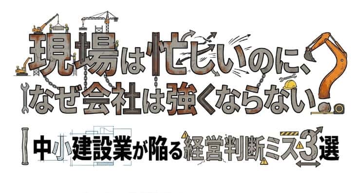 現場は忙しいのに、なぜ会社は強くならない?|中小建設業が陥る経営判断ミス3選