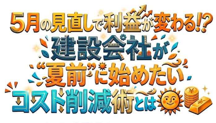 5月の見直しで利益が変わる!?建設会社が“夏前”に始めたいコスト削減術とは 🌞💴