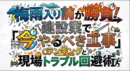 ☔梅雨入り前が勝負!建設業で「今やるべき工事」ランキングと現場トラブル回避術